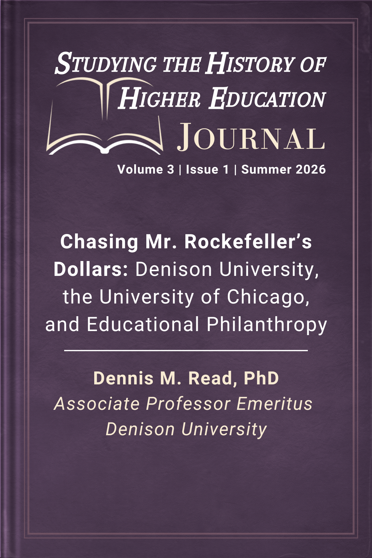 Cover image of article #4 of the Studying the History of Higher Education Journal including the SHHE Journal logo, name of the article title, author, and title of the author