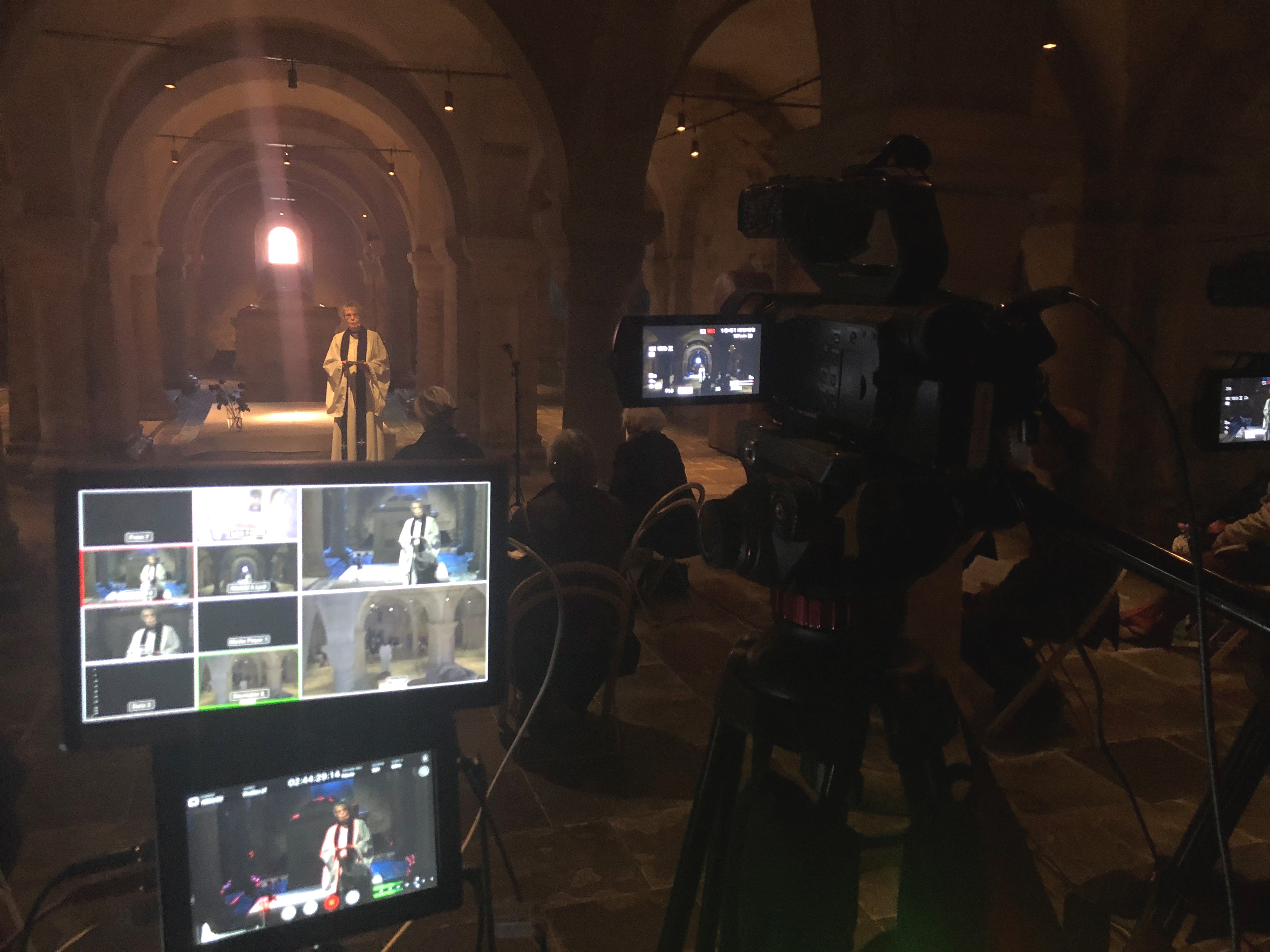 A view from the streaming of a Good Friday service from Lund Cathedral, Sweden. Photo by Andreas Hillergren